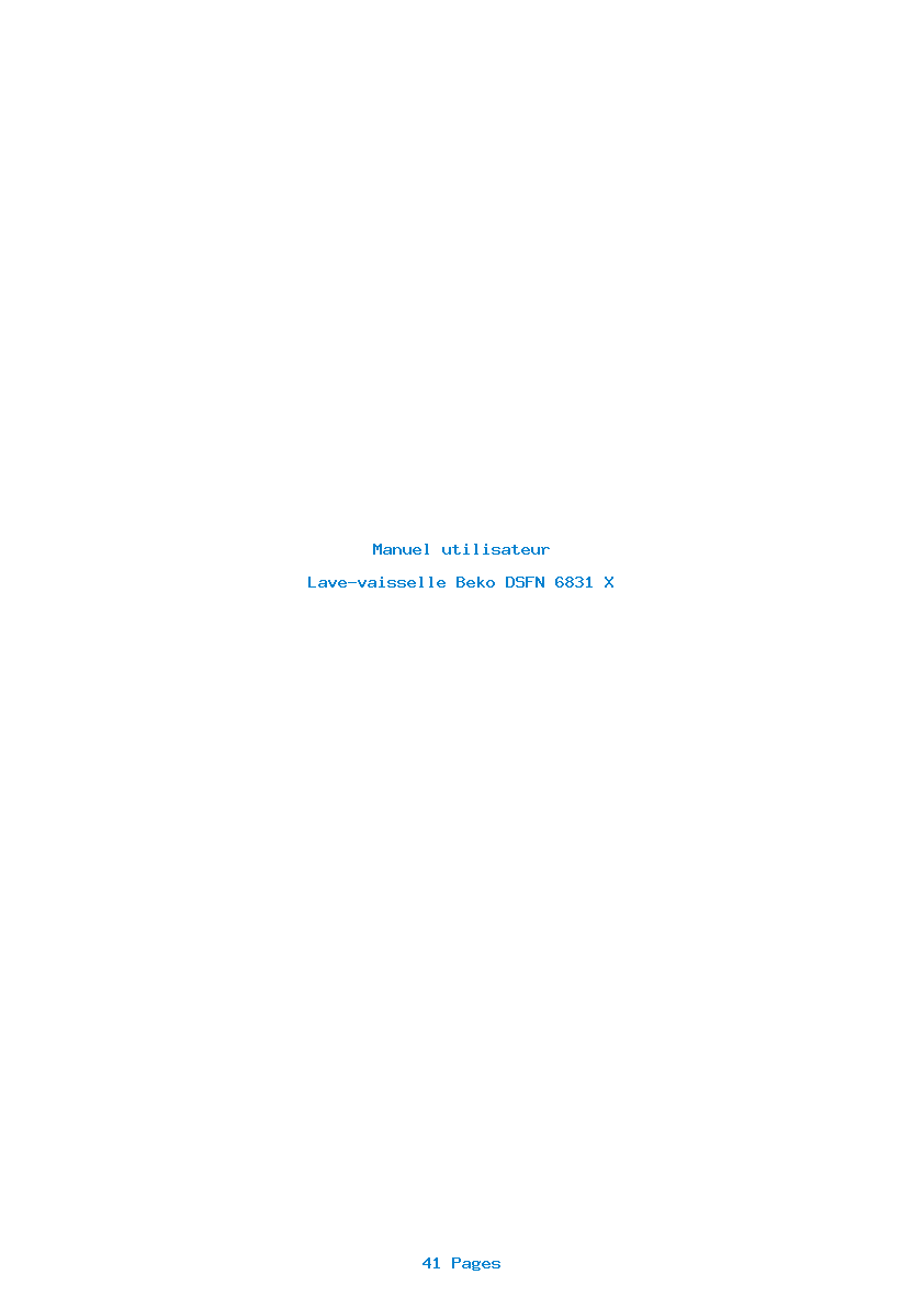 Page 1 de la notice Manuel utilisateur Beko DSFN 6831 X