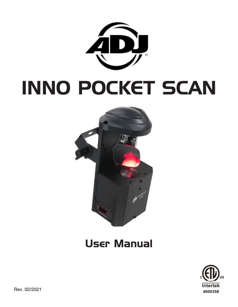 Page 1 de la notice Manuel utilisateur Adj Inno Pocket Scan