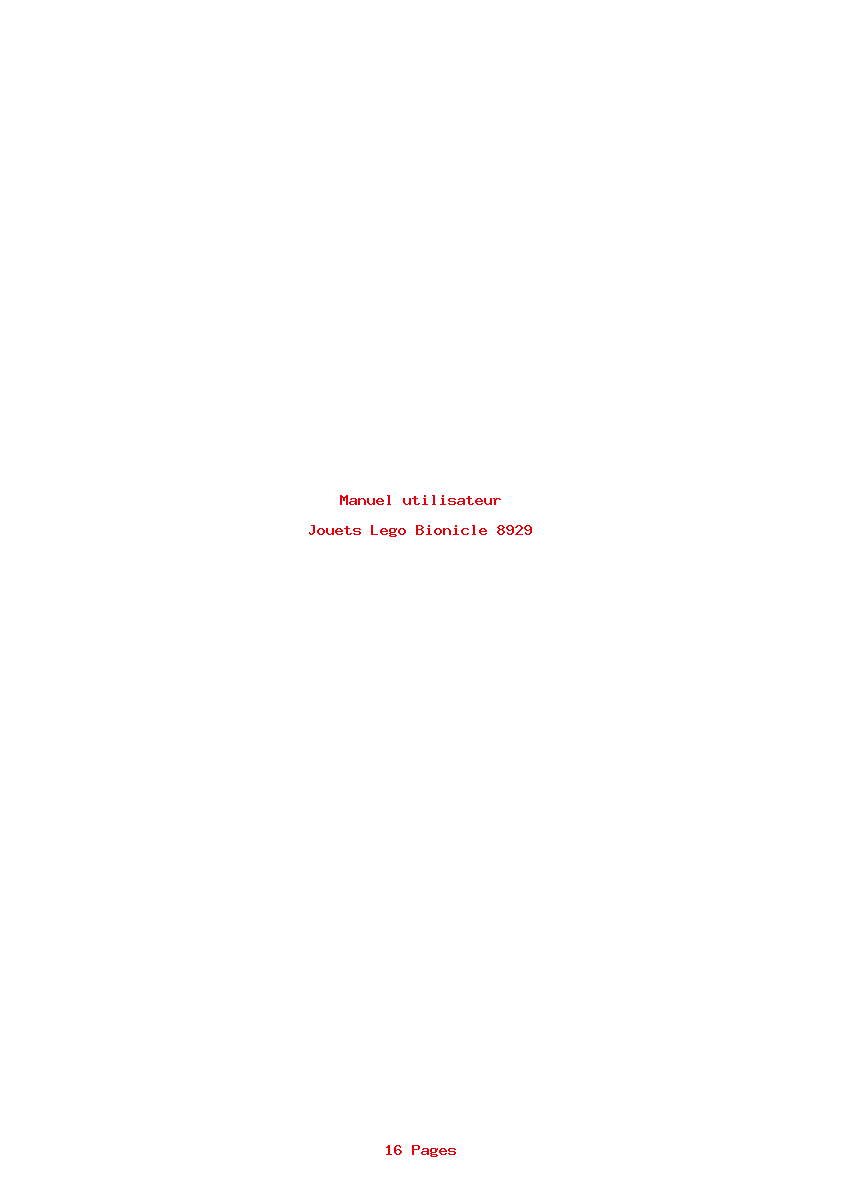 Page 1 de la notice Manuel utilisateur Lego Bionicle 8929