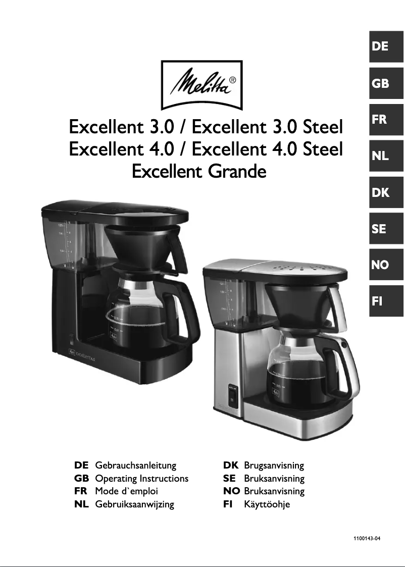 Page 1 de la notice Manuel utilisateur Melitta Excellent 4.0