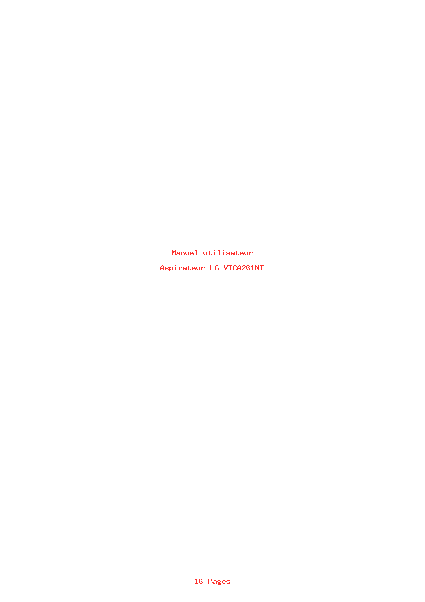 Page 1 de la notice Manuel utilisateur LG VTCA261NT