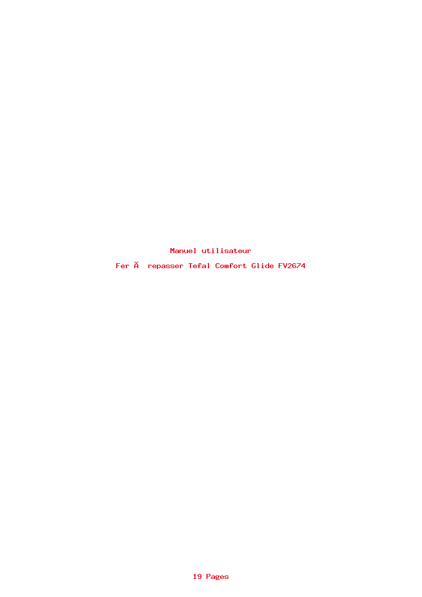 Page 1 de la notice Manuel utilisateur Tefal Comfort Glide FV2674