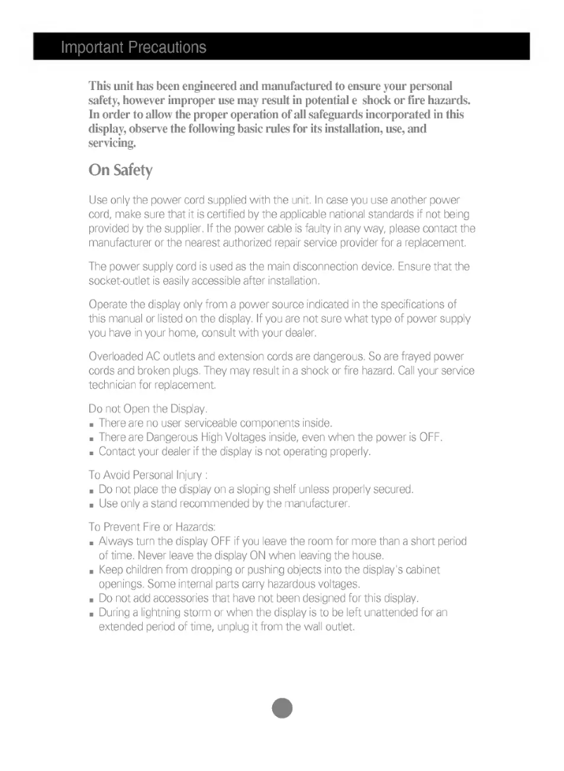 Page 1 de la notice Manuel utilisateur LG L1516S