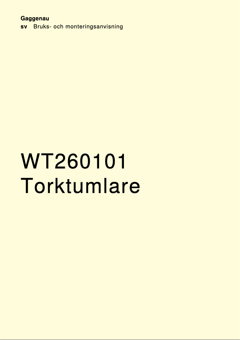 Page 1 de la notice Manuel utilisateur Gaggenau WT260101