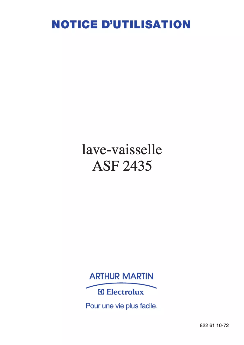 Página 1 del manual Manual de usuario Arthur Martin-Electrolux ASF 2435
