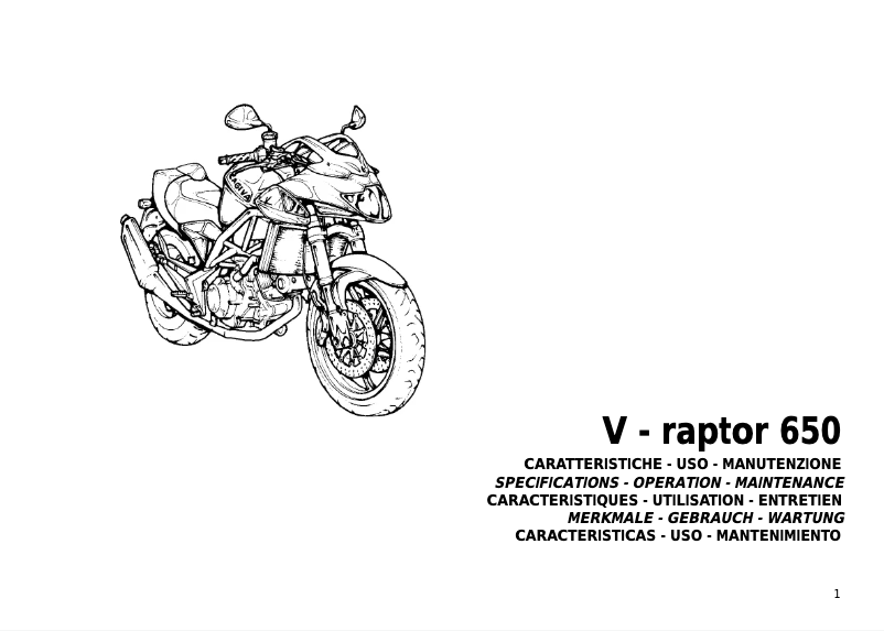 Página 1 del manual Manual de usuario Cagiva V-Raptor 650 (2000)