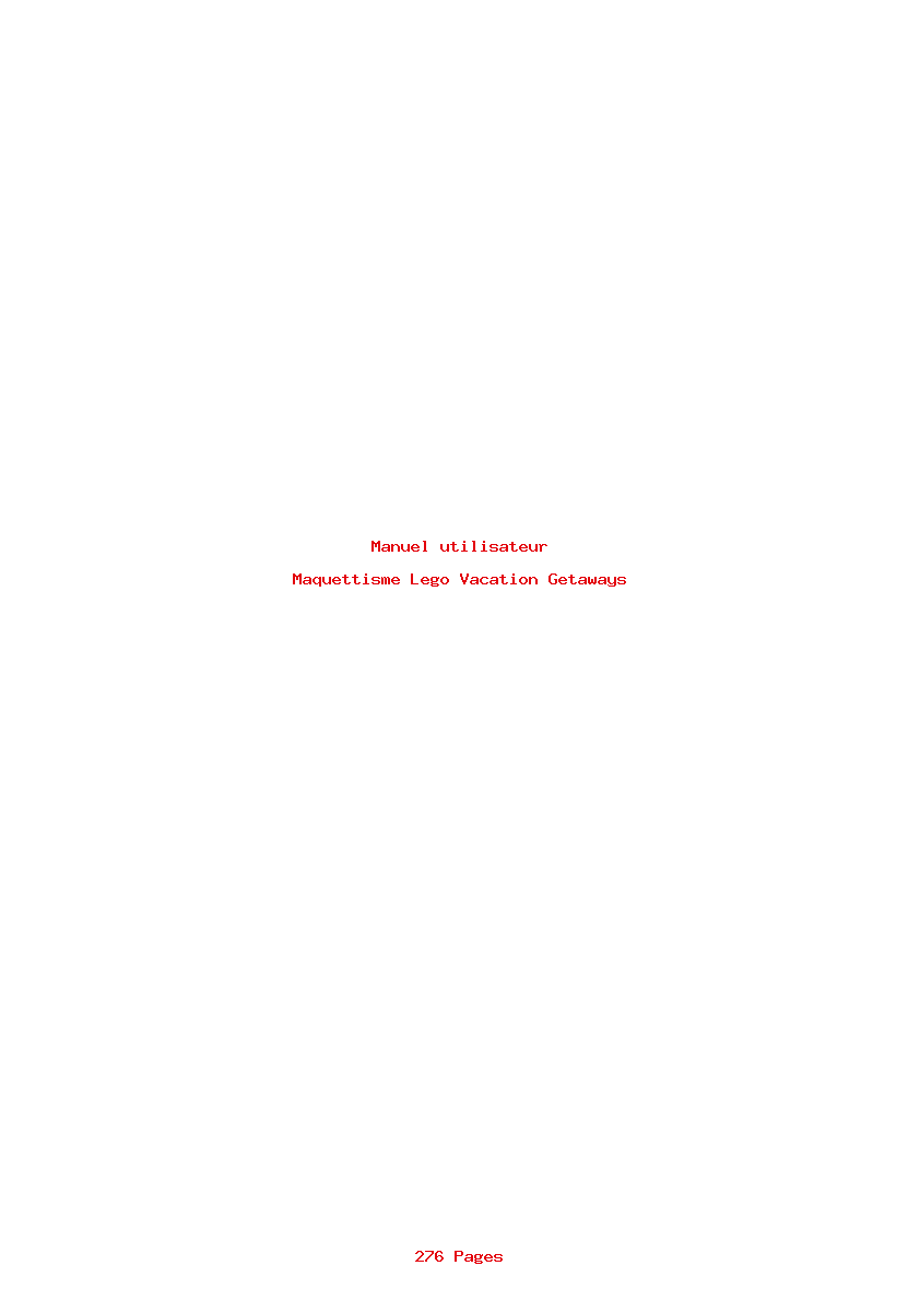 Page 1 de la notice Manuel utilisateur Lego Vacation Getaways