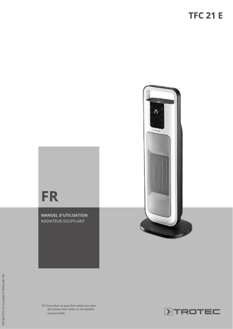 Page 1 de la notice Manuel utilisateur Trotec TFC 21 E