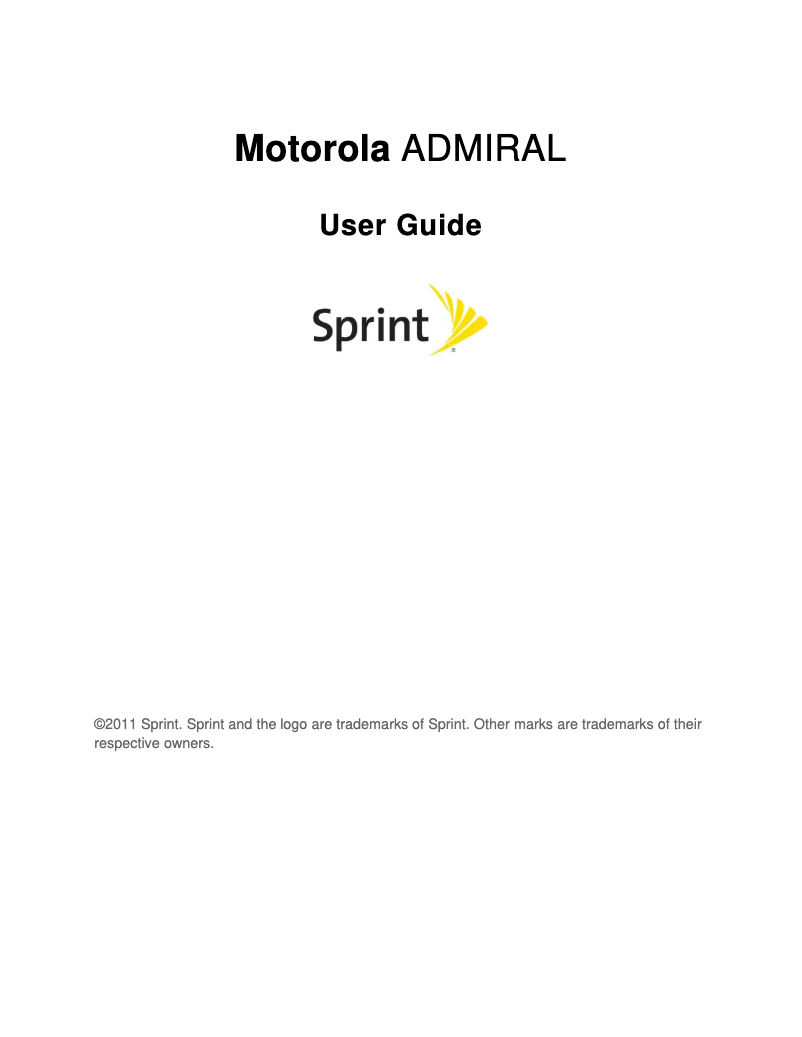 Page 1 de la notice Manuel utilisateur Motorola Admiral XT603