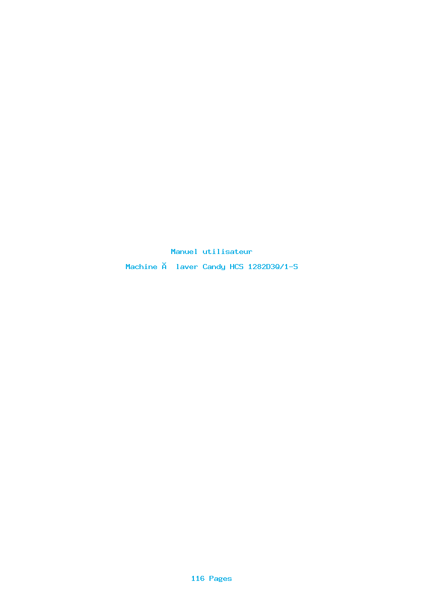 Page 1 de la notice Manuel utilisateur Candy HCS 1282D3Q/1-S