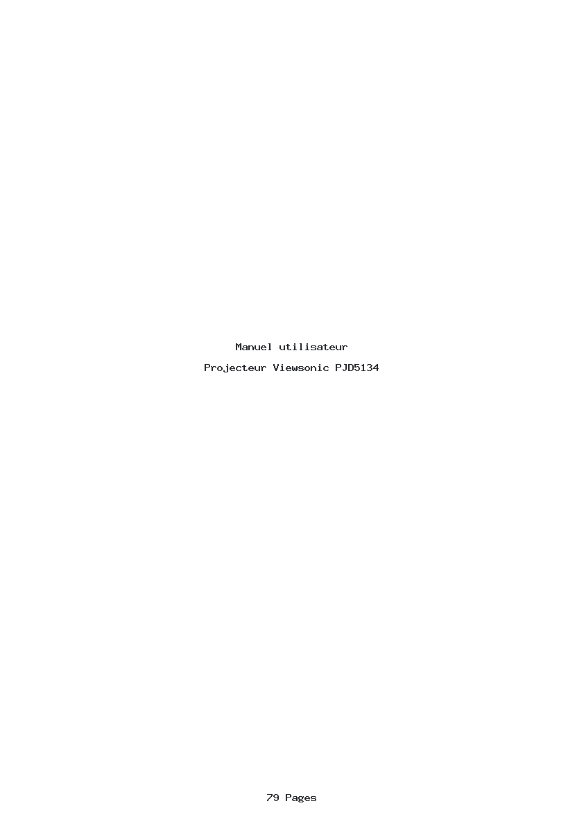Page 1 de la notice Manuel utilisateur Viewsonic PJD5134