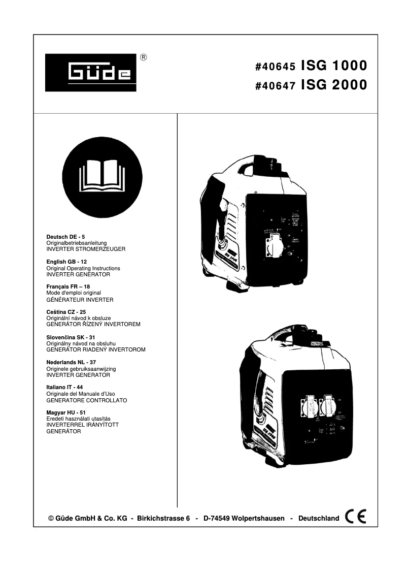 Page 1 de la notice Manuel utilisateur Güde ISG 1000