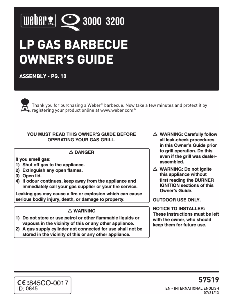 Page 1 de la notice Manuel utilisateur Weber Q3000