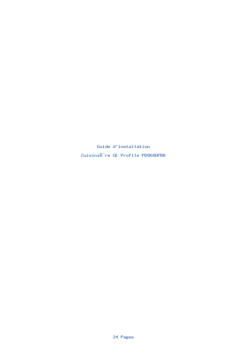 Page 1 de la notice Guide d'installation GE Profile PD968DPBB
