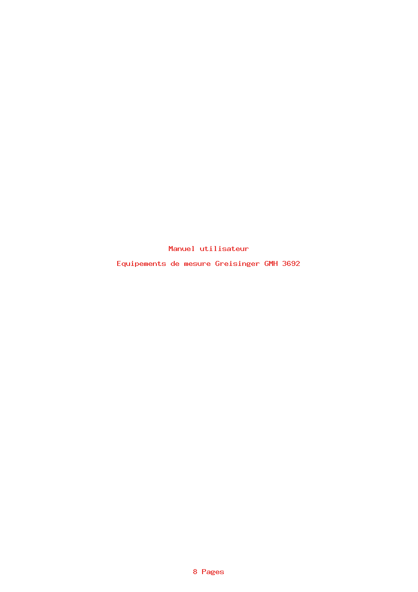 Page 1 de la notice Manuel utilisateur Greisinger GMH 3692