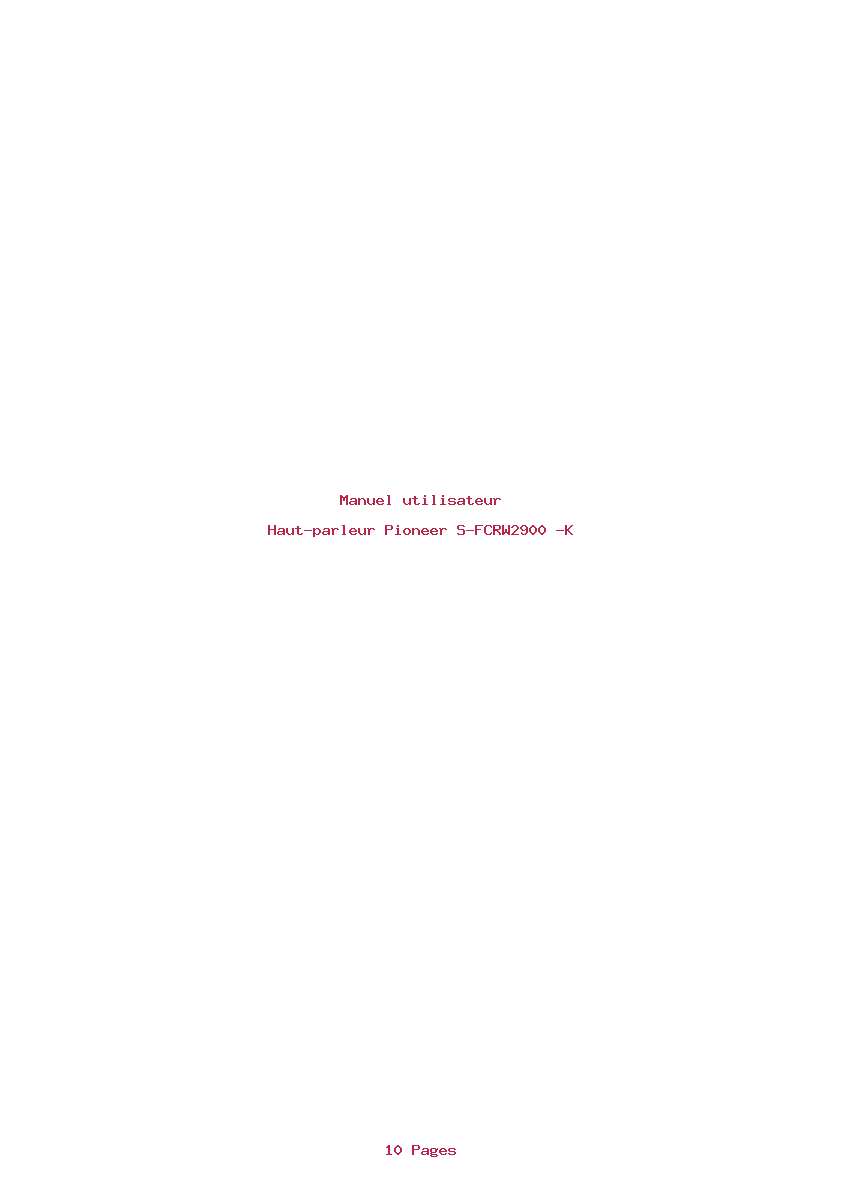 Page 1 de la notice Manuel utilisateur Pioneer S-FCRW2900 -K