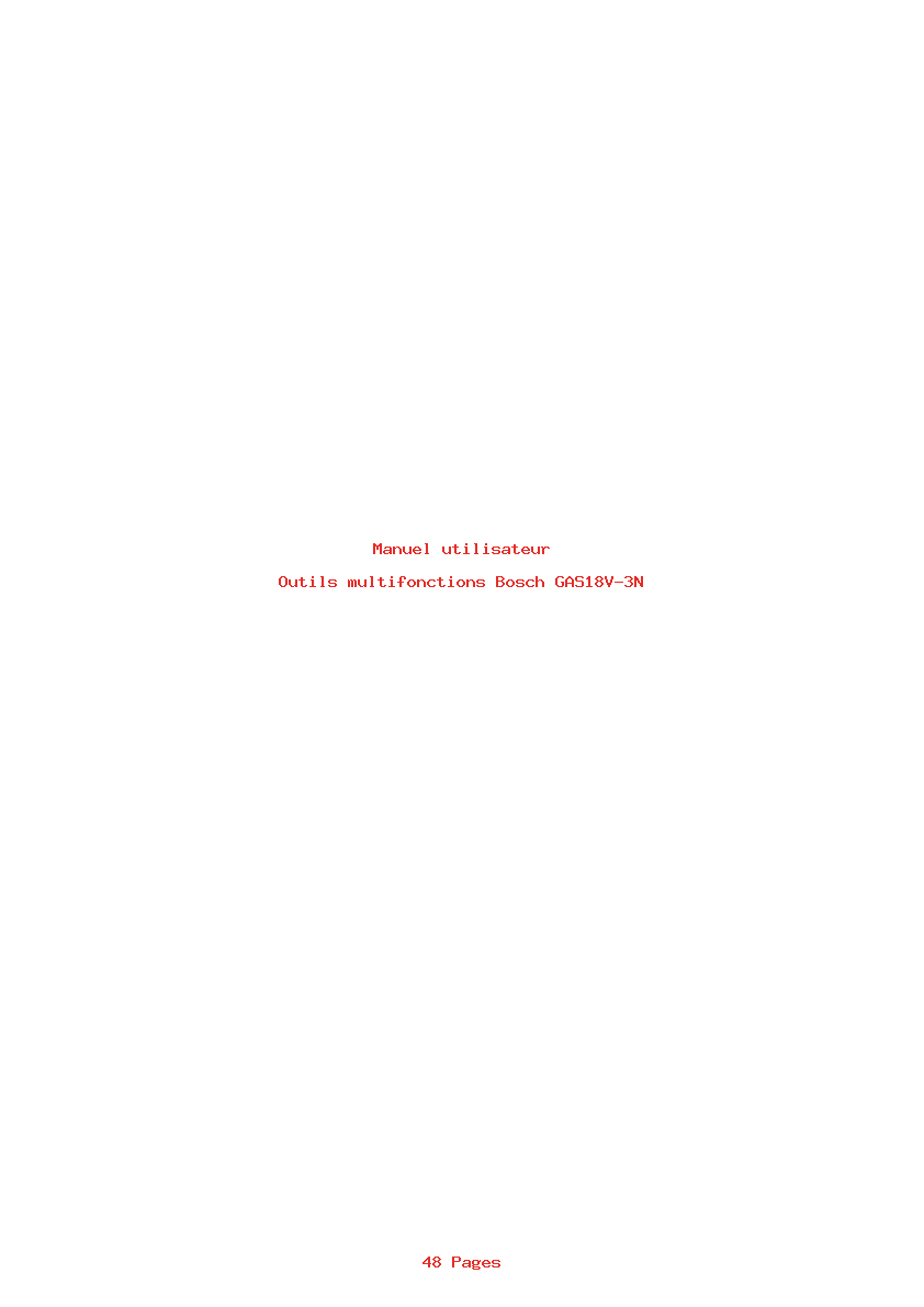 Page 1 de la notice Manuel utilisateur Bosch GAS18V-3N