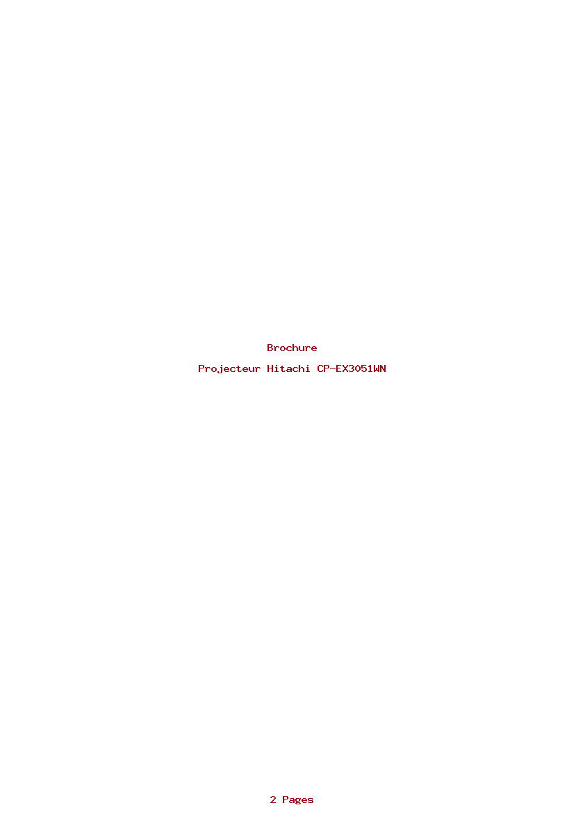 Page 1 de la notice Brochure Hitachi CP-EX3051WN