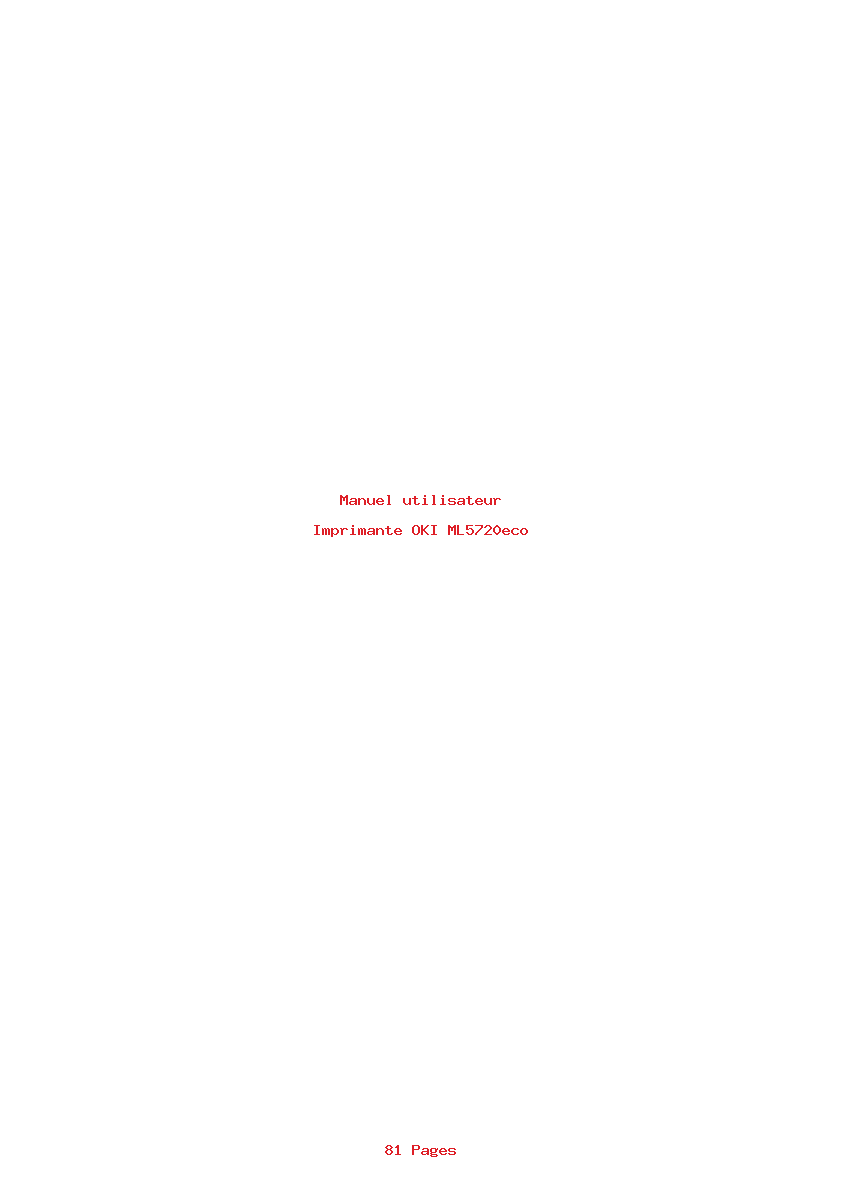 Page 1 de la notice Manuel utilisateur OKI ML5720eco