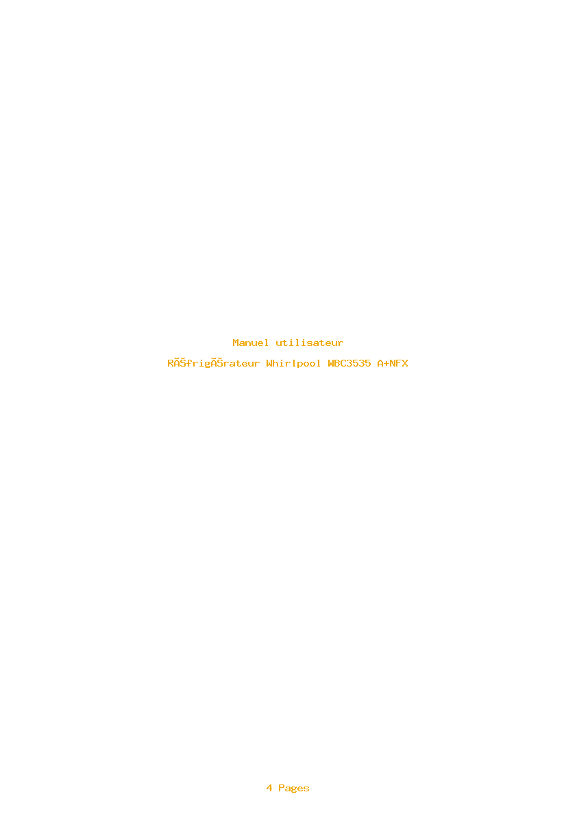 Page 1 de la notice Manuel utilisateur Whirlpool WBC3535 A+NFX