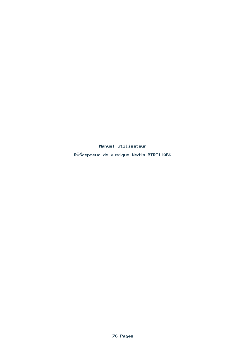 Page 1 de la notice Manuel utilisateur Nedis BTRC110BK