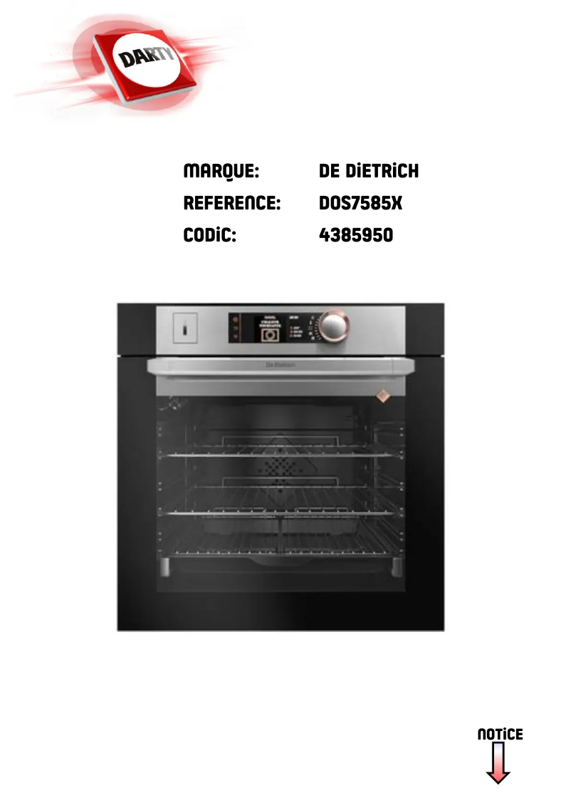 Page 1 de la notice Manuel utilisateur De Dietrich DOS7585X