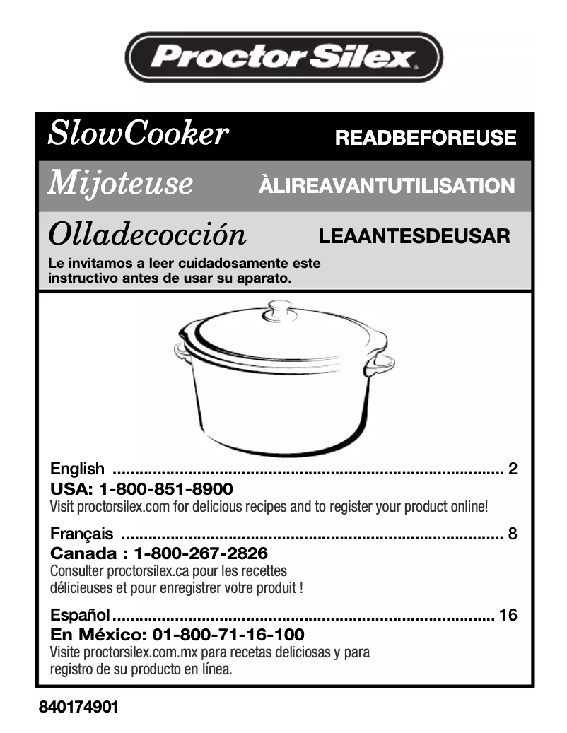 Page 1 of the manual User Manual Proctor Silex 33275Y