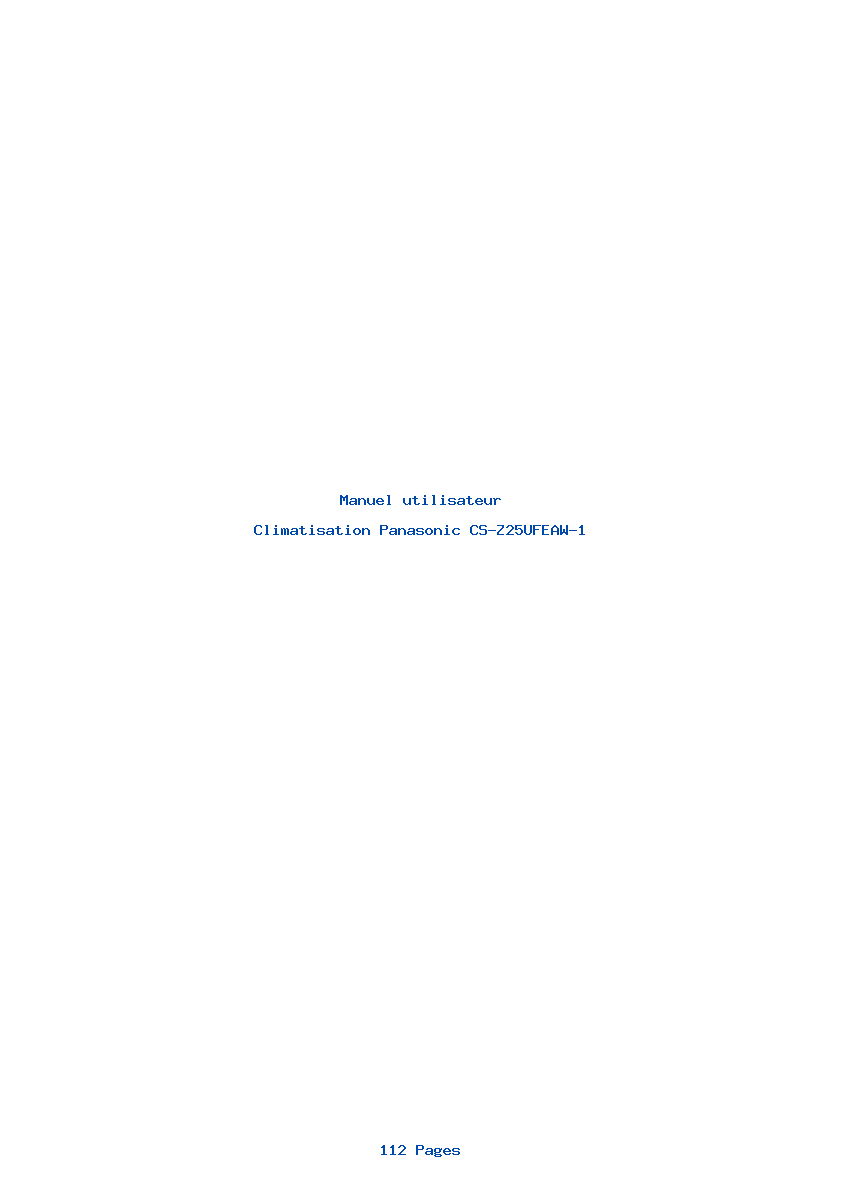 Page 1 de la notice Manuel utilisateur Panasonic CS-Z25UFEAW-1