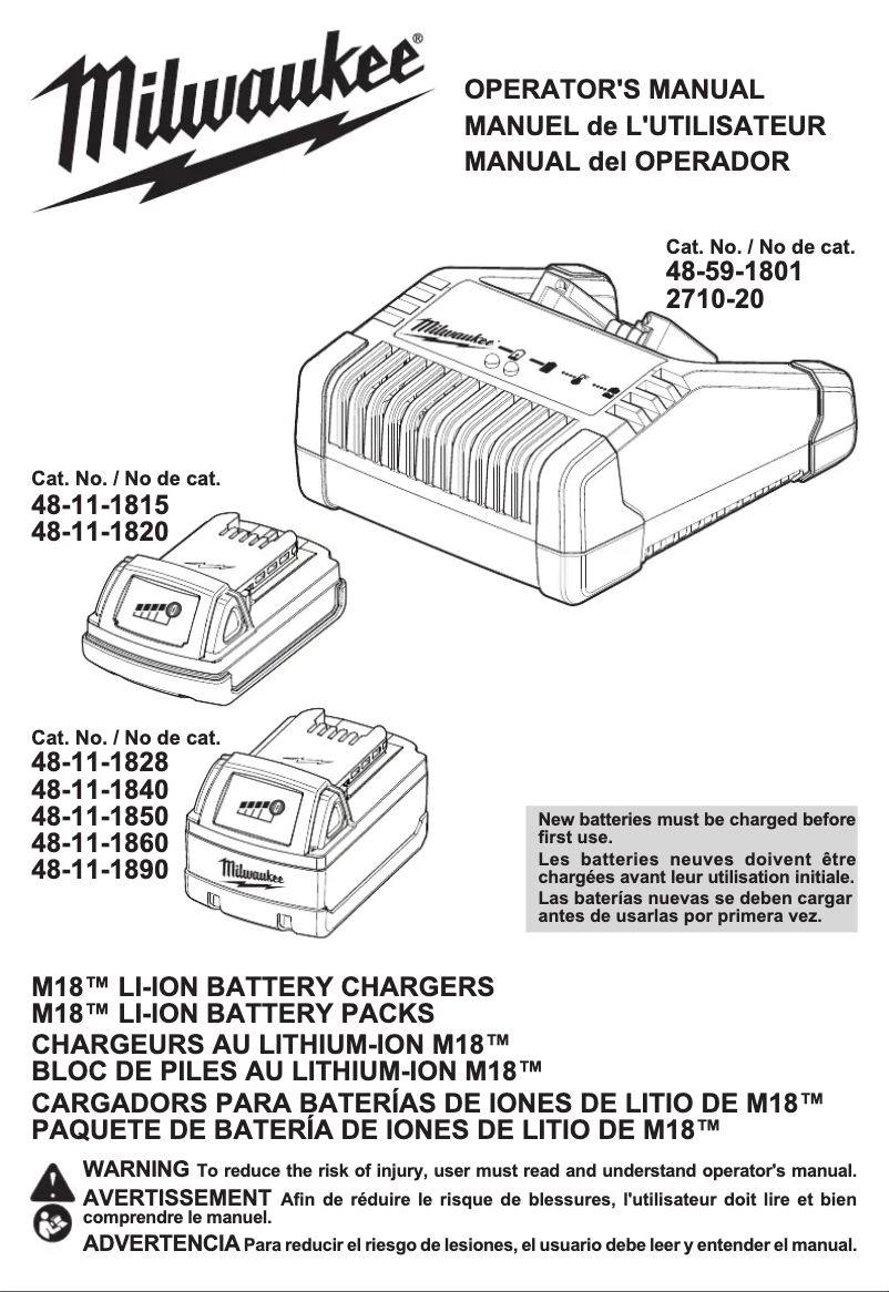 Page 1 de la notice Manuel utilisateur Milwaukee 48-59-1200
