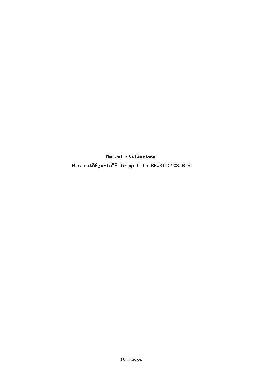 Page 1 de la notice Manuel utilisateur Tripp Lite SRWB12210X2STR