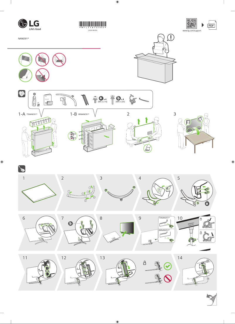 Page 1 de la notice Guide d'installation LG 86NANO916NA