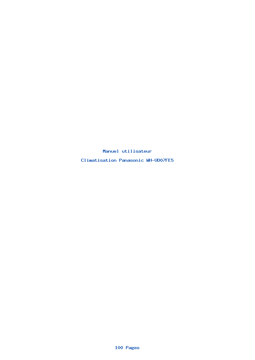 Page 1 de la notice Manuel utilisateur Panasonic WH-UD07FE5