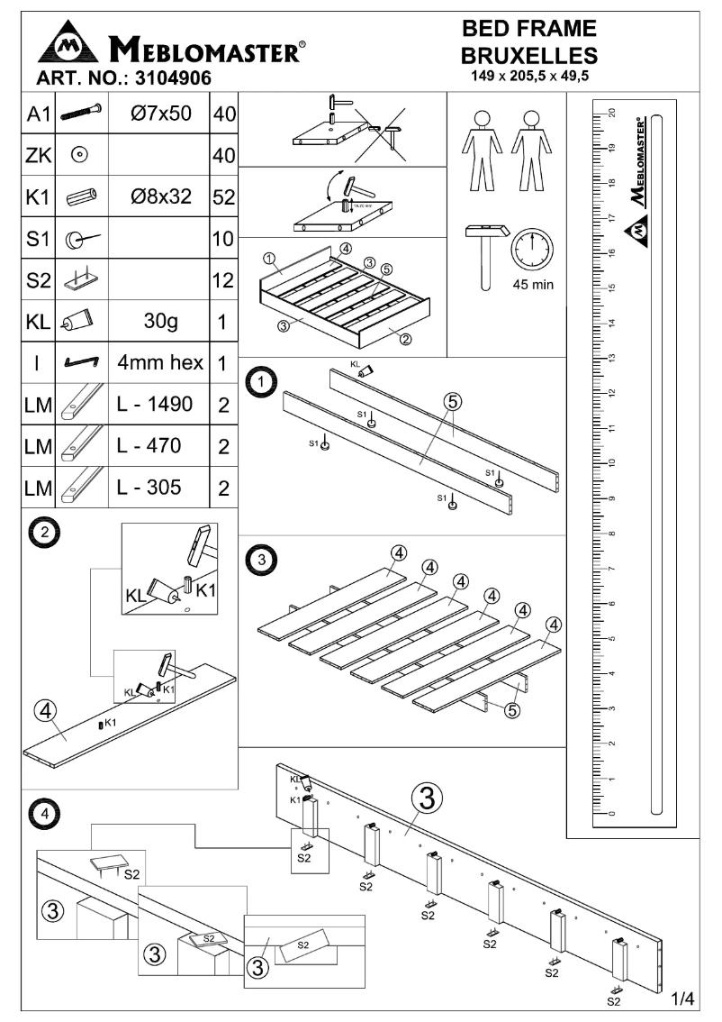 Page 1 de la notice Manuel utilisateur JYSK Gentofte (140x200)