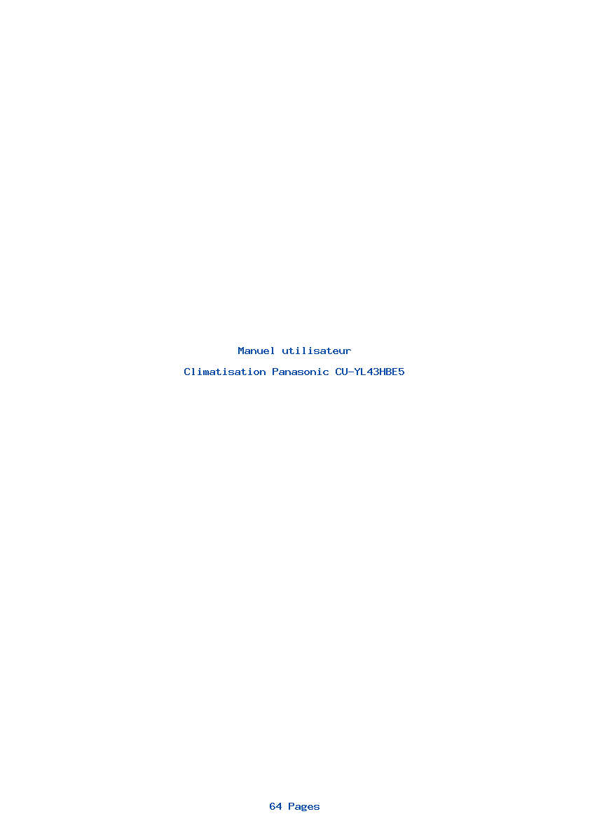 Page 1 de la notice Manuel utilisateur Panasonic CU-YL43HBE5