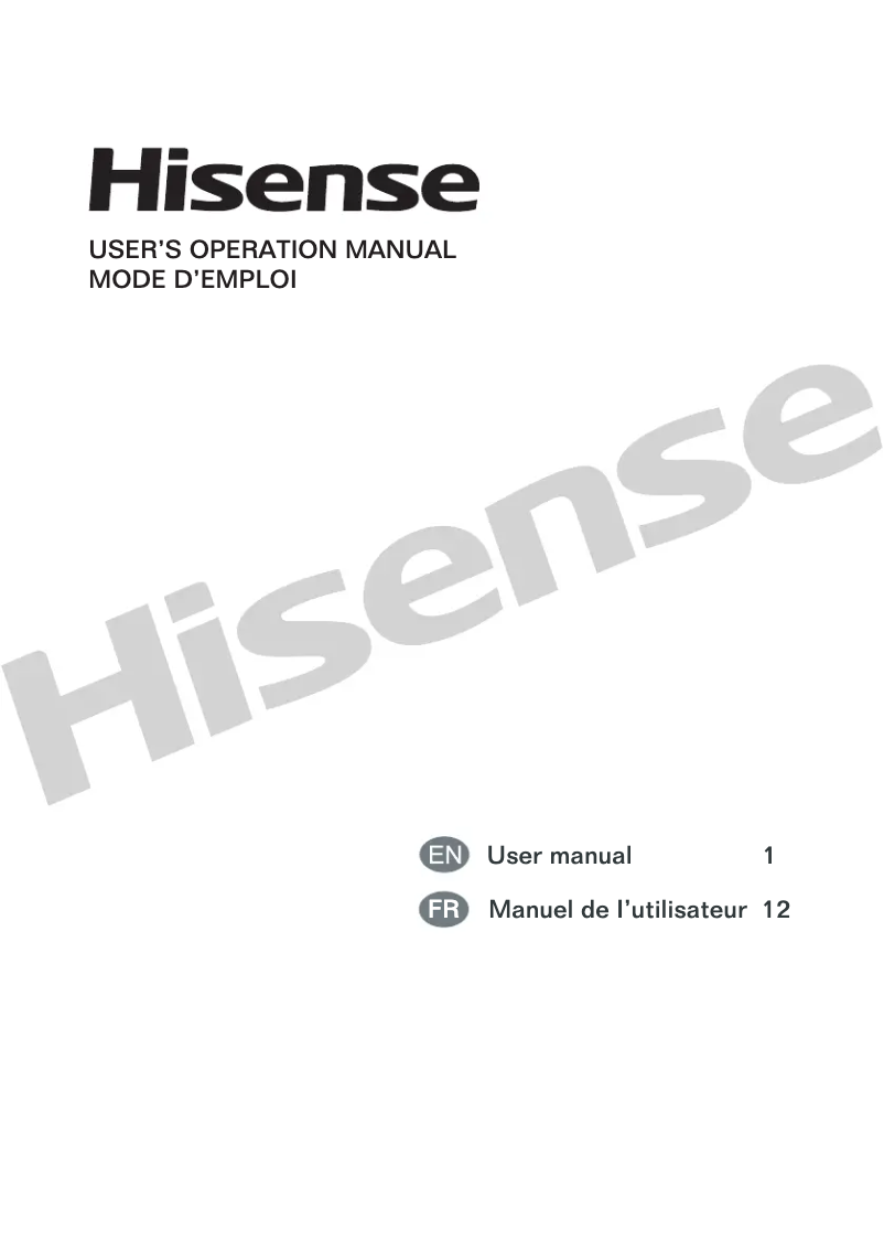 Page 1 de la notice Manuel utilisateur Hisense RT33D6AAE