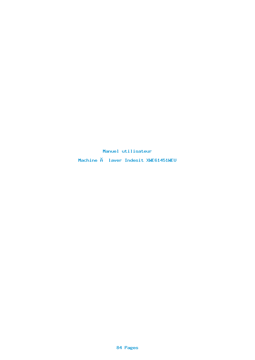 Page 1 de la notice Manuel utilisateur Indesit XWE61451WEU