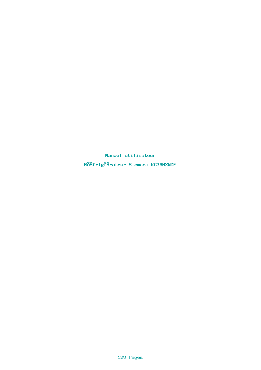 Page 1 de la notice Manuel utilisateur Siemens KG39NXWDF