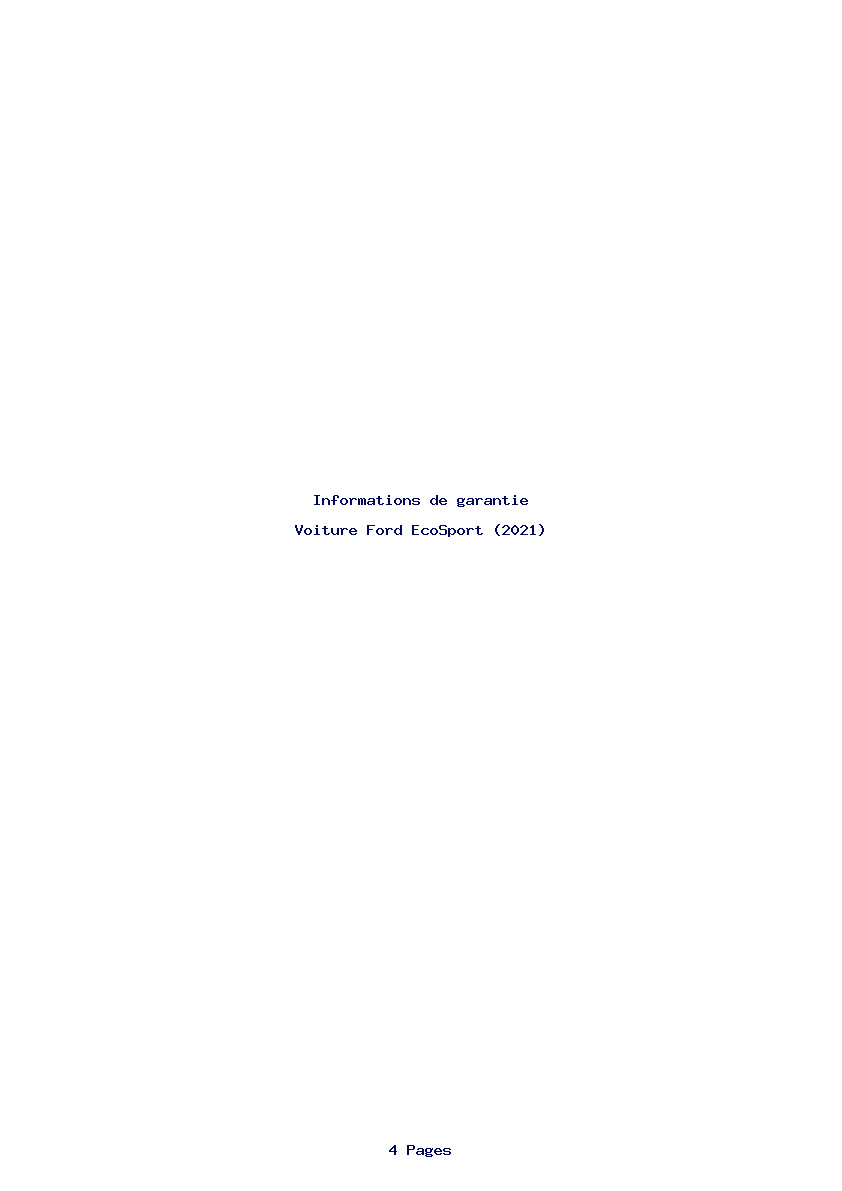 Page 1 de la notice Informations de garantie Ford EcoSport (2021)