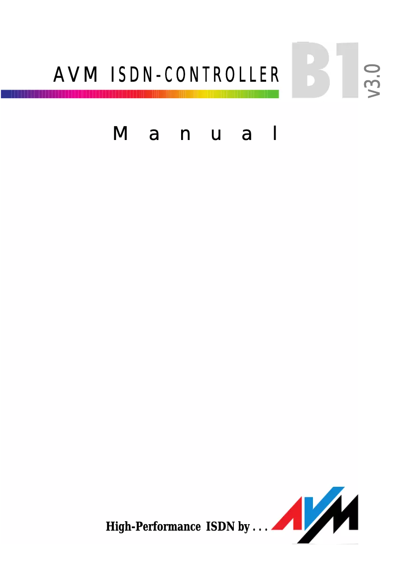 Page 1 of the manual User Manual AVM ISDN-Controller B1 v3.0