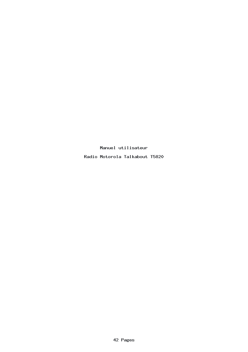 Page 1 de la notice Manuel utilisateur Motorola Talkabout T5820