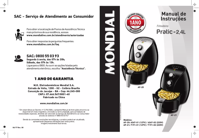 Página 1 del manual Manual de usuario Mondial Pratic AF-20