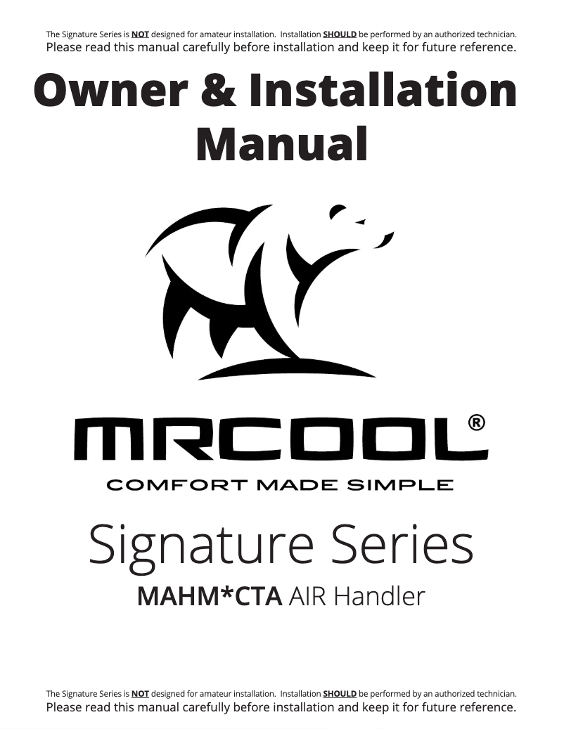 Page 1 de la notice Manuel utilisateur MRCOOL MAHM060CTA