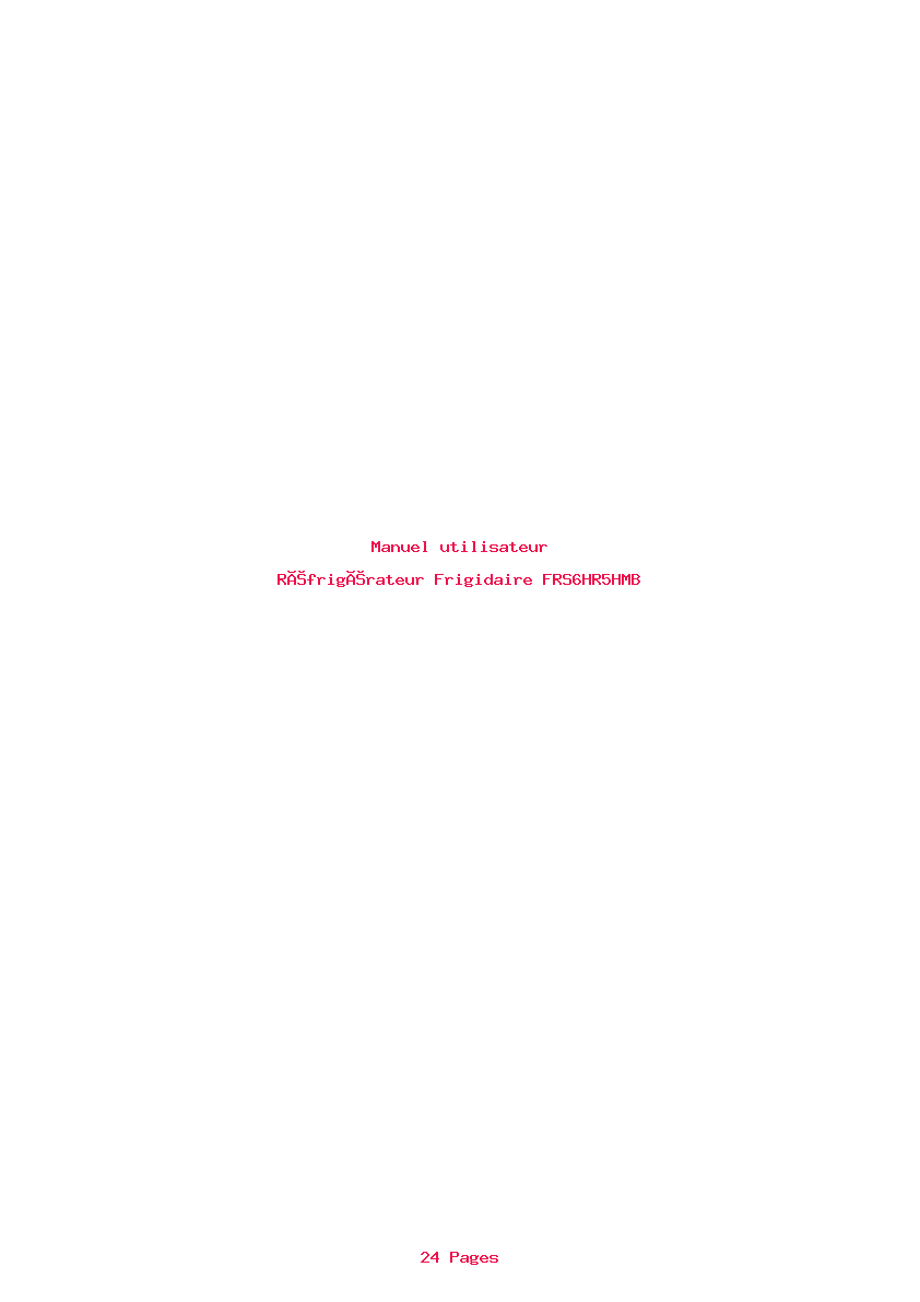 Page 1 de la notice Manuel utilisateur Frigidaire FRS6HR5HMB
