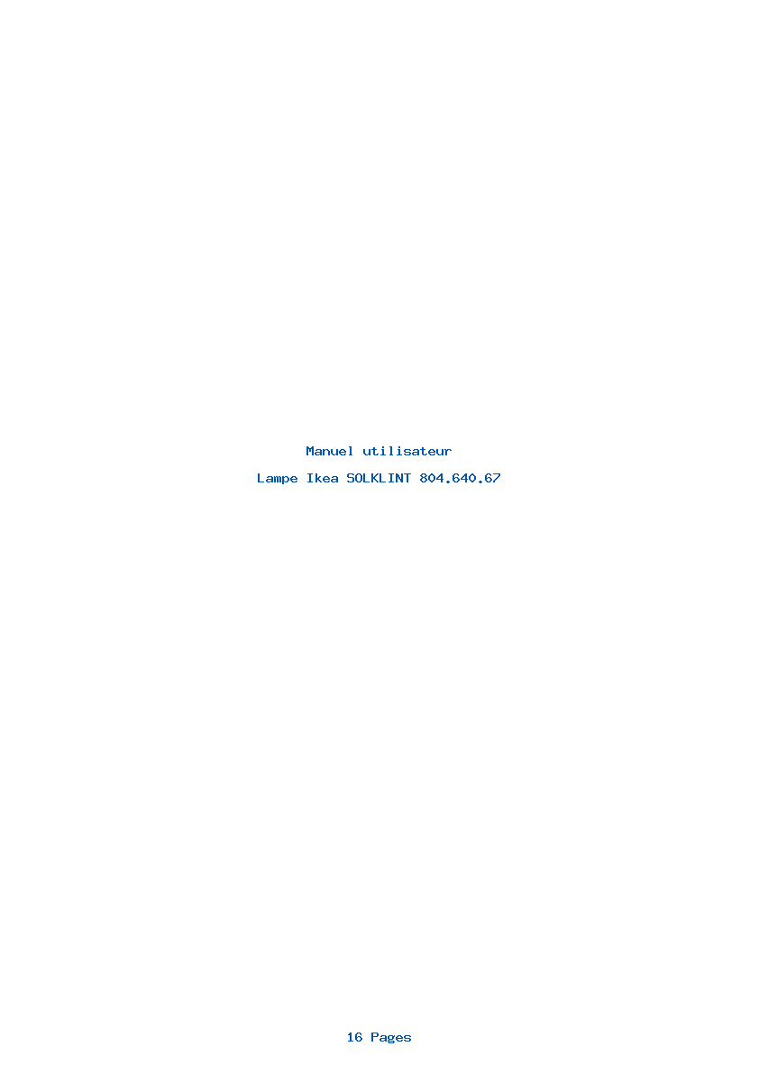 Page 1 de la notice Manuel utilisateur Ikea SOLKLINT 804.640.67