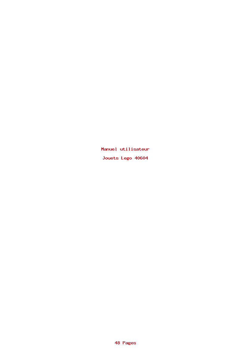 Page 1 de la notice Manuel utilisateur Lego 40604