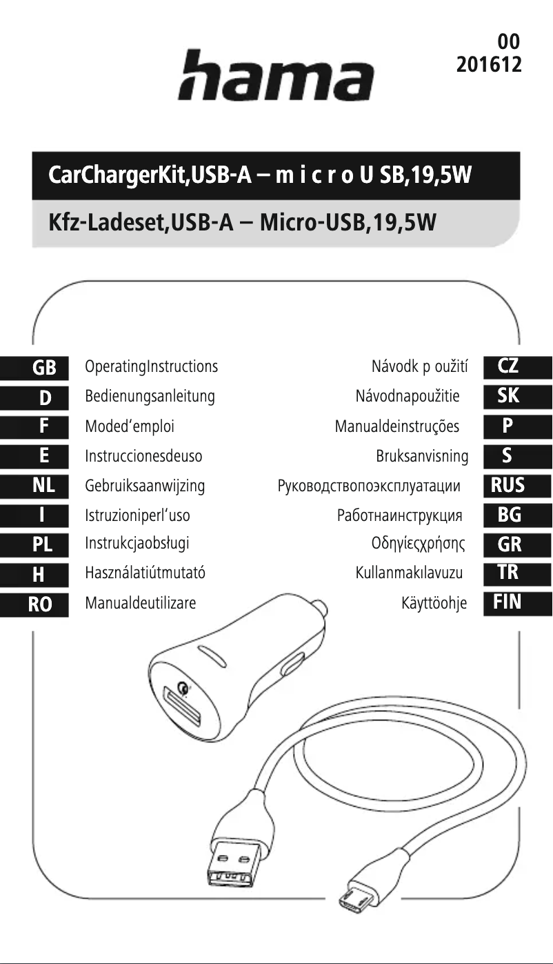 Page 1 de la notice Manuel utilisateur Hama 201612