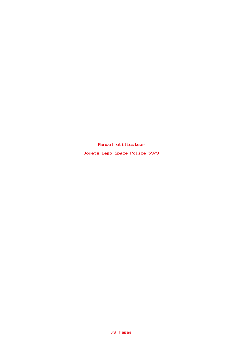 Page 1 de la notice Manuel utilisateur Lego Space Police 5979