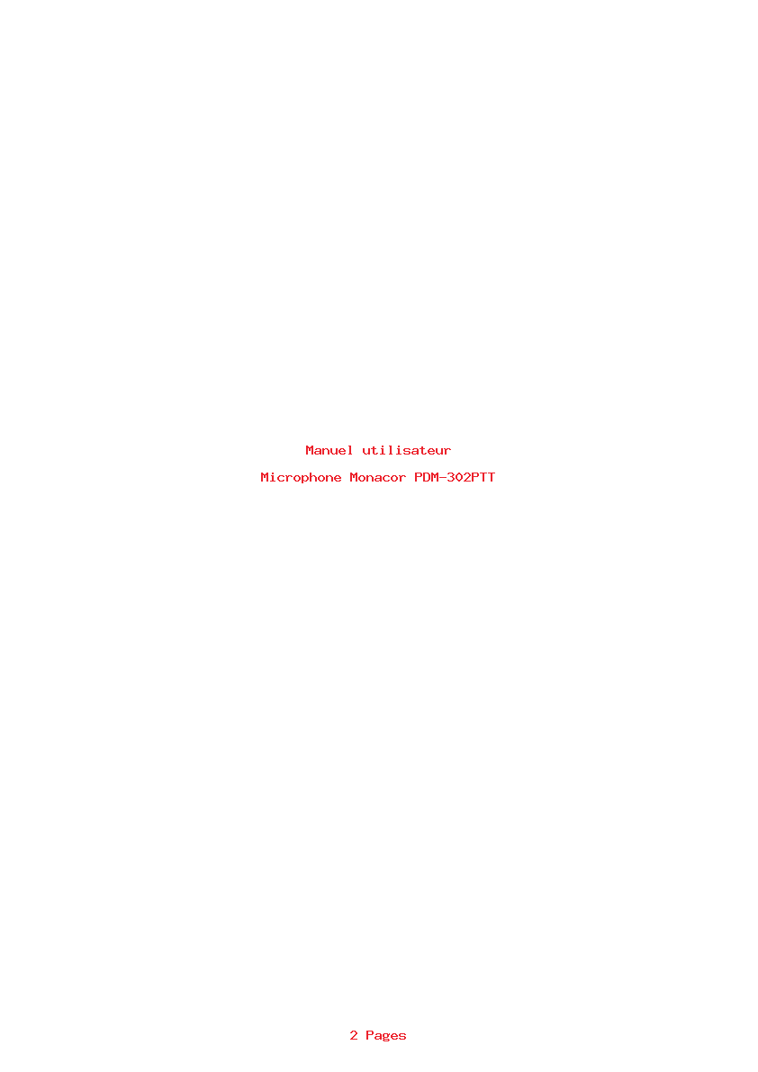 Page 1 de la notice Manuel utilisateur Monacor PDM-302PTT