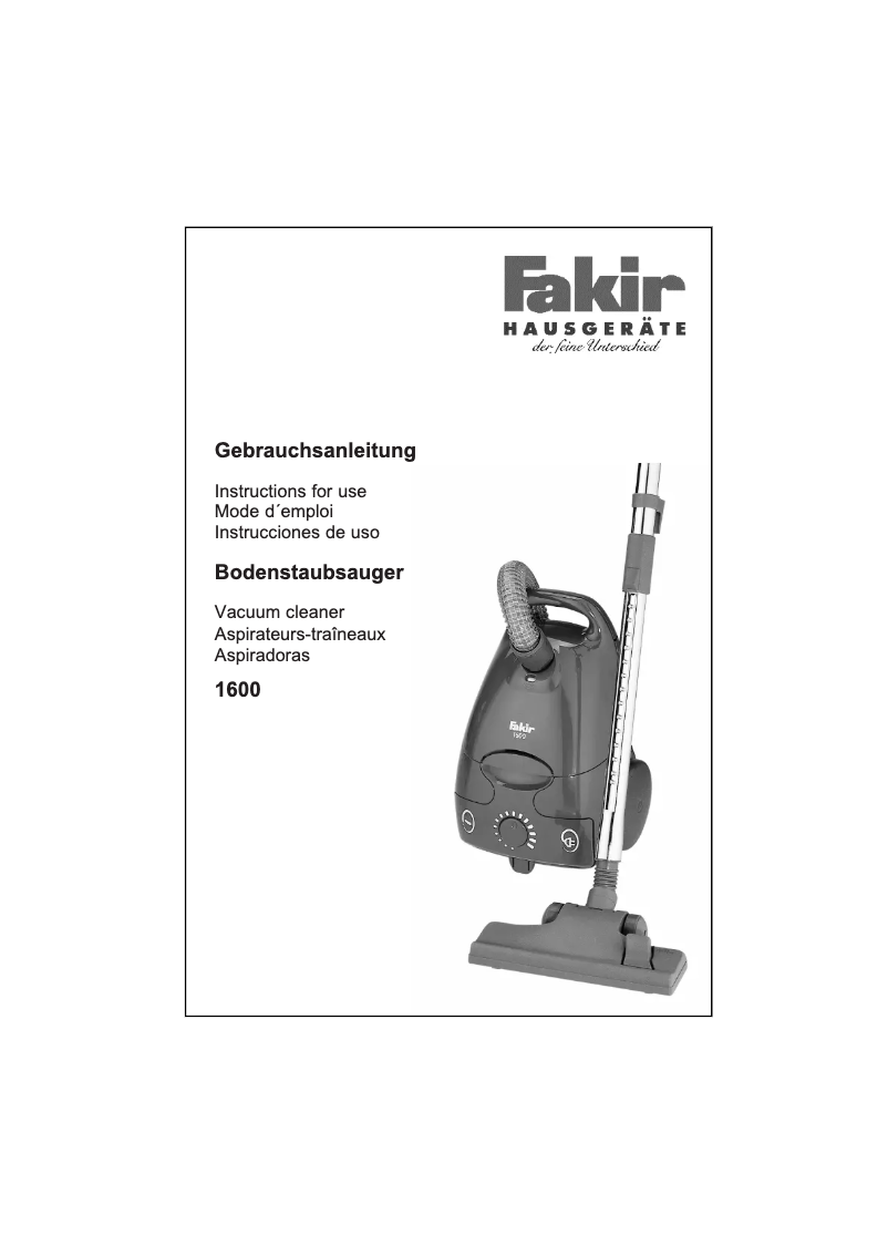 Page 1 de la notice Manuel utilisateur Fakir 1600