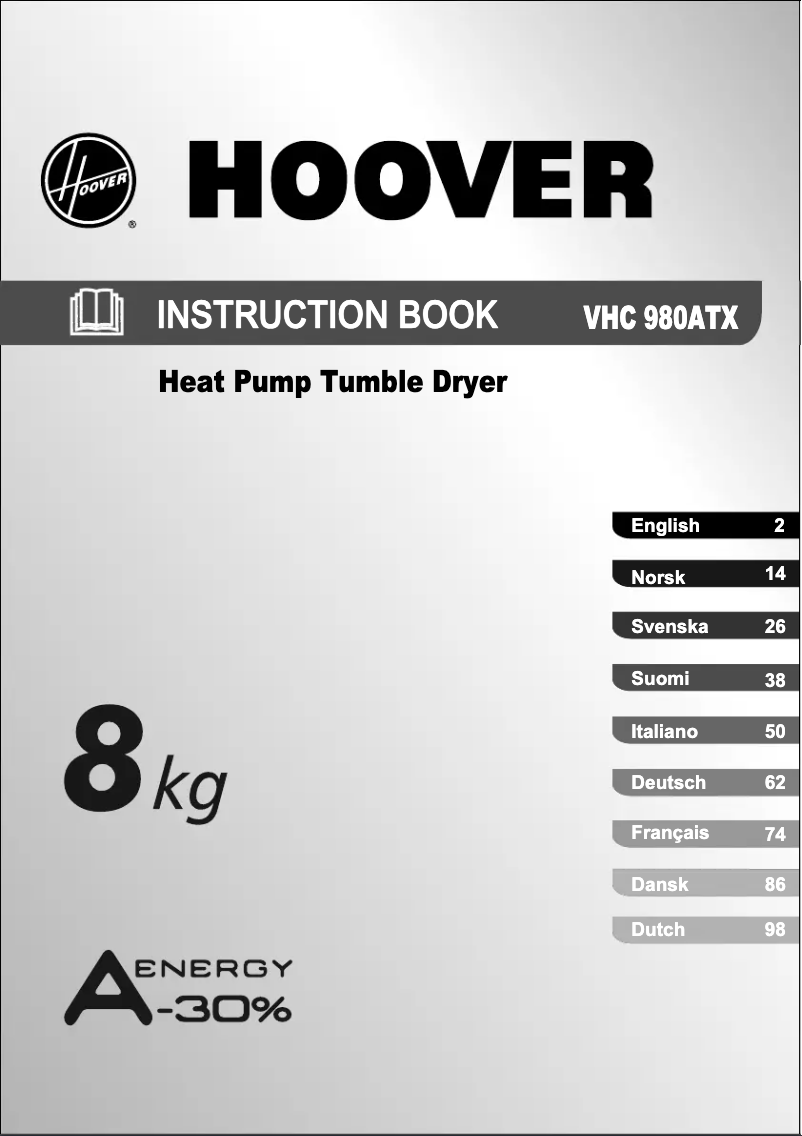 Page 1 de la notice Manuel utilisateur Hoover VHC 980ATX-84